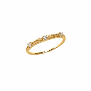 Anel 3 Pedras Banhado a Ouro 18k com Folhas e Zircônias