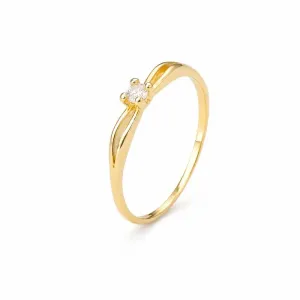 Anel Estilo Solitário Banhado Ouro 18K com 2 Linhas Zircônia