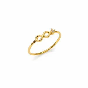 Anel Infinito Banhado a Ouro 18k com Zircônia Tam24