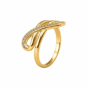 Anel Infinito Trançado Banhado a Ouro 18k com Zircônia