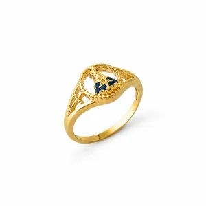 Anel Nossa Senhora com Zircônias Azul