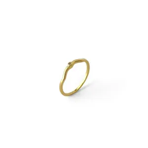 Anel Ondulado Banhado a Ouro 18k com Mini Zircônia