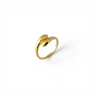 Anel Orgânico Aberto Estilo Gota Banhado a Ouro 18k