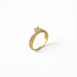 Anel Solitário Aro Duplo Banhado a Ouro 18k com Zircônias