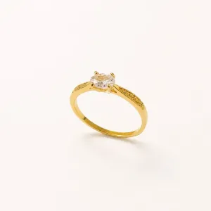 Anel Solitário Banhado a Ouro 18k com Zircônia Oval e Aro Cravejado com Zircônias Tam19