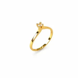 Anel Solitário Banhado a Ouro 18k com Zircônia Tam18