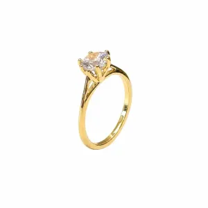 Anel Solitário Banhado a Ouro 18K com Zircônia Tam24