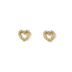 Brinco Coração Banhado a Ouro 18k Vazado com Zircônias - 8mm