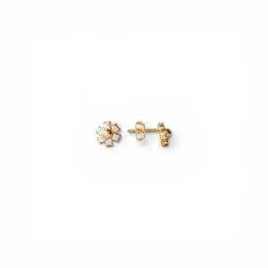 Brinco Flor Banhado a Ouro 18k com Zircônias - 7mm
