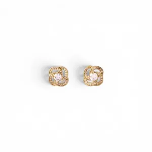 Brinco Flor Luxo Banhado a Ouro 18k com Zircônias - 1cm
