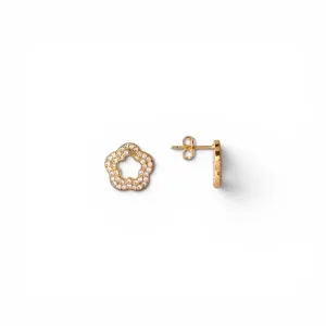 Brinco Flor Vazada Banhado a Ouro 18k com Zircônias - 1,3cm