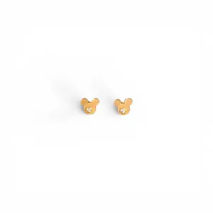 Brinco Mickey Banhado em Ouro 18k com Zircônias - 7mm