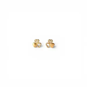 Brinco Trevo Flor Banhado a Ouro 18k com Zircônias - 8mm