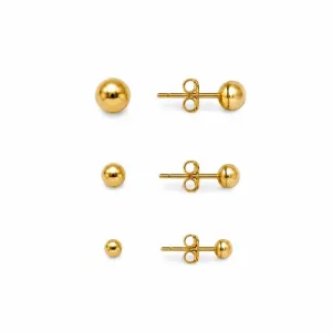 Brinco Trio Bolinha Banhado a Ouro 18k
