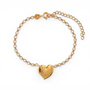 Pulseira Menina Coração Banhada a Ouro 18k
