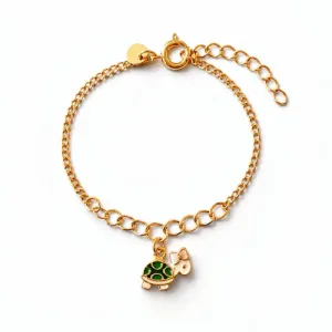Pulseira Infantil Tartaruga Banhada a Ouro 18k - 13cm + 2cm (alongador)