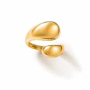 Anel Gota Orgânico Aberto Banhado a Ouro 18k Tam.20