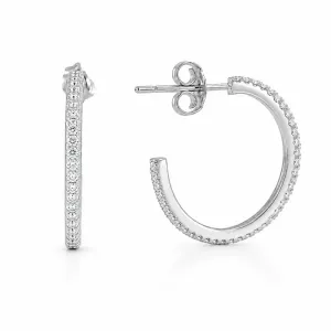 Brinco Argola Média Cravejada Folheado a Prata - 2 cm