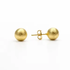 Brinco Bola Fosqueado Banhado a Ouro 18k - 8 mm