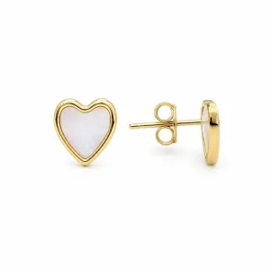 Brinco Coração Banhado a Ouro 18k Madrepérola - 7 mm