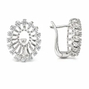 Brinco Estilo Argola Radiante Oval Folheado a Prata - 1,6 cm