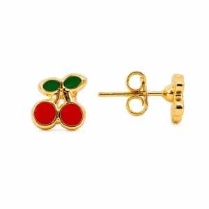 Brinco Infantil Cereja Banhado a Ouro 18k - 5 mm