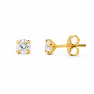 Brinco Ponto de Luz Banhado a Ouro 18K Zircônia - 4mm