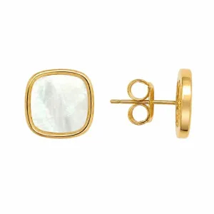 Brinco Quadrado Madrepérola Banhado a Ouro 18k - 1,2 cm