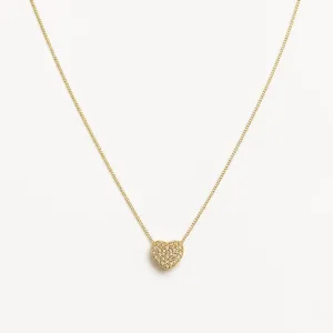 Colar Coração Cravejado Banhado a Ouro 18k com Zircônias - 45cm + 5cm (alongador)