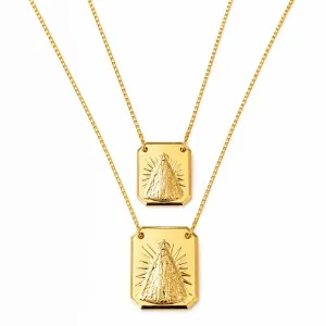 Colar Escapulário Nossa Senhora Banhado a Ouro 18k - 60 cm