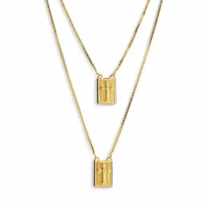 Corrente Escapulário Medalha Cruz Banhado a Ouro 18k - 60 cm