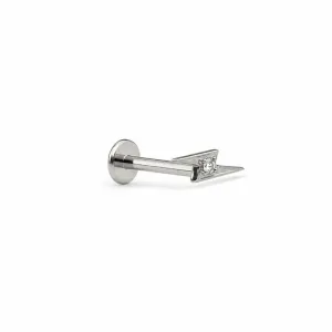 Piercing Flat Raio Prata 925 + Aço Cirúrgico com Zircônia - 8 mm