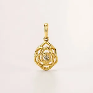 Pingente Flor Vazada com Pedra Banhado a Ouro 18k com Zircônia
