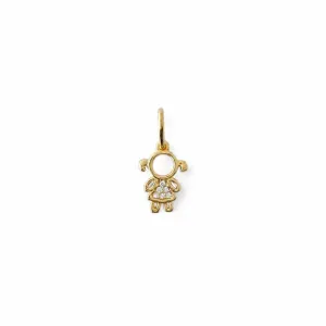 Pingente Vazado Menina Banhado a Ouro 18k com Zircônias - 1cm