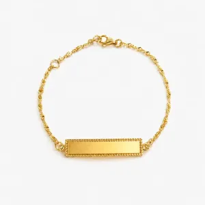 Pulseira Chapa Singapura Infantil Banhada a Ouro 18k - 14 cm