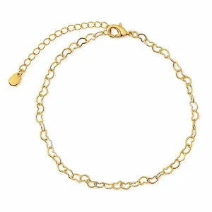 Pulseira Elo Coração Banhada a Ouro 18k - 16 cm + 4 cm (Alongador)