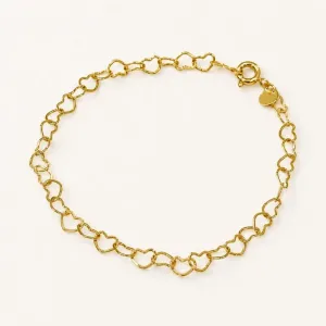 Pulseira Elos de Coração Banhada a Ouro 18k - 18cm