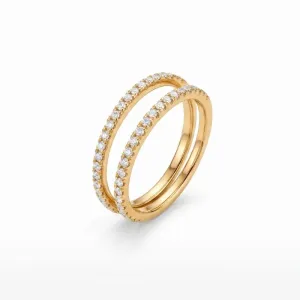 Anel Aparador Cravejado Banhado a Ouro 18k com Zircônias