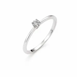 Anel Solitário (1mm) Prata 925 com Zircônia 3mm - Tam. 16