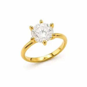 Anel Solitário 3mm Banhado a Ouro 18k com Zircônia 1 cm