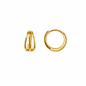 Brinco Argola Click 3 em 1 Lisa Banhado a Ouro 18k - 1,3 cm