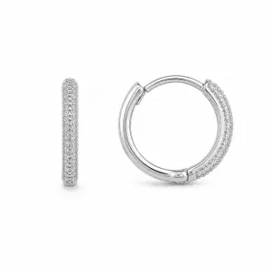 Brinco Argola Frente Cravejada Prata 925 com Zircônias - 1,4cm