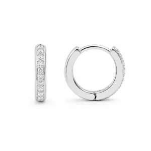 Brinco Argola 1 Linha de Pedras Prata 925 com Zircônias - 1,2 cm