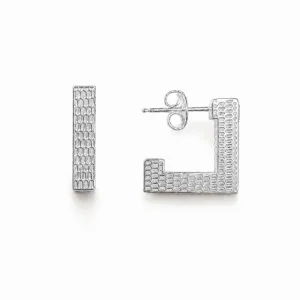 Brinco Argola Quadrada Renda Vazada Prata 925 - 1,5 cm