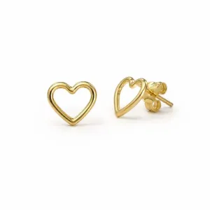 Brinco Coração Vazado Banhado a Ouro 18k - 1 cm