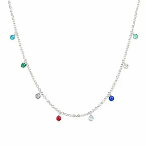Colar Choker Pedras Coloridas Prata 925 - 40 cm