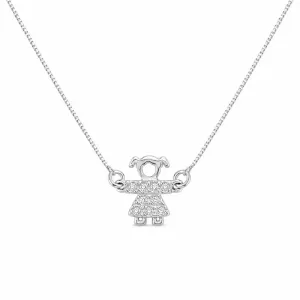 Colar Menina Cravejado Prata 925 com Zircônias - 40 cm