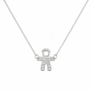 Colar Menino Cravejado Prata 925 com Zircônias - 40 cm