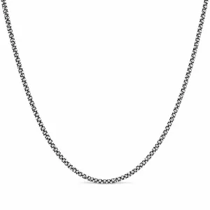 Corrente Cordão Elo Pipoca (2mm) Prata 925 Envelhecida - 60cm