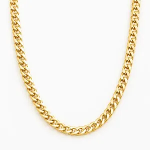 Corrente Elo 1x1 (7mm) Banhada a Ouro 18k - 60 cm